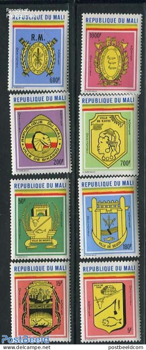 Mali 1981 On Service, City Coat Of Arms 8v, Mint NH, History - Coat Of Arms - Mali (1959-...)