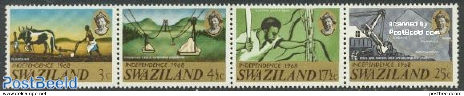 Eswatini/Swaziland 1968 Independence 4v [:::], Mint NH, Science - Transport - Various - Mining - Cableways - Agricultu.. - Other (Air)
