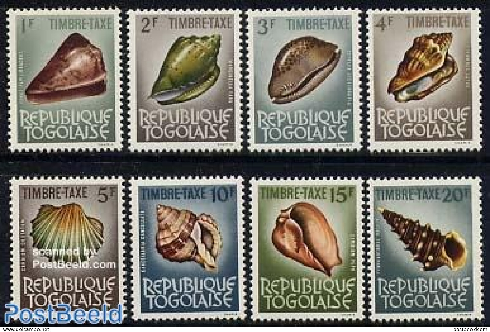Togo 1964 Postage Due, Shells 8v, Mint NH, Nature - Shells & Crustaceans - Vie Marine
