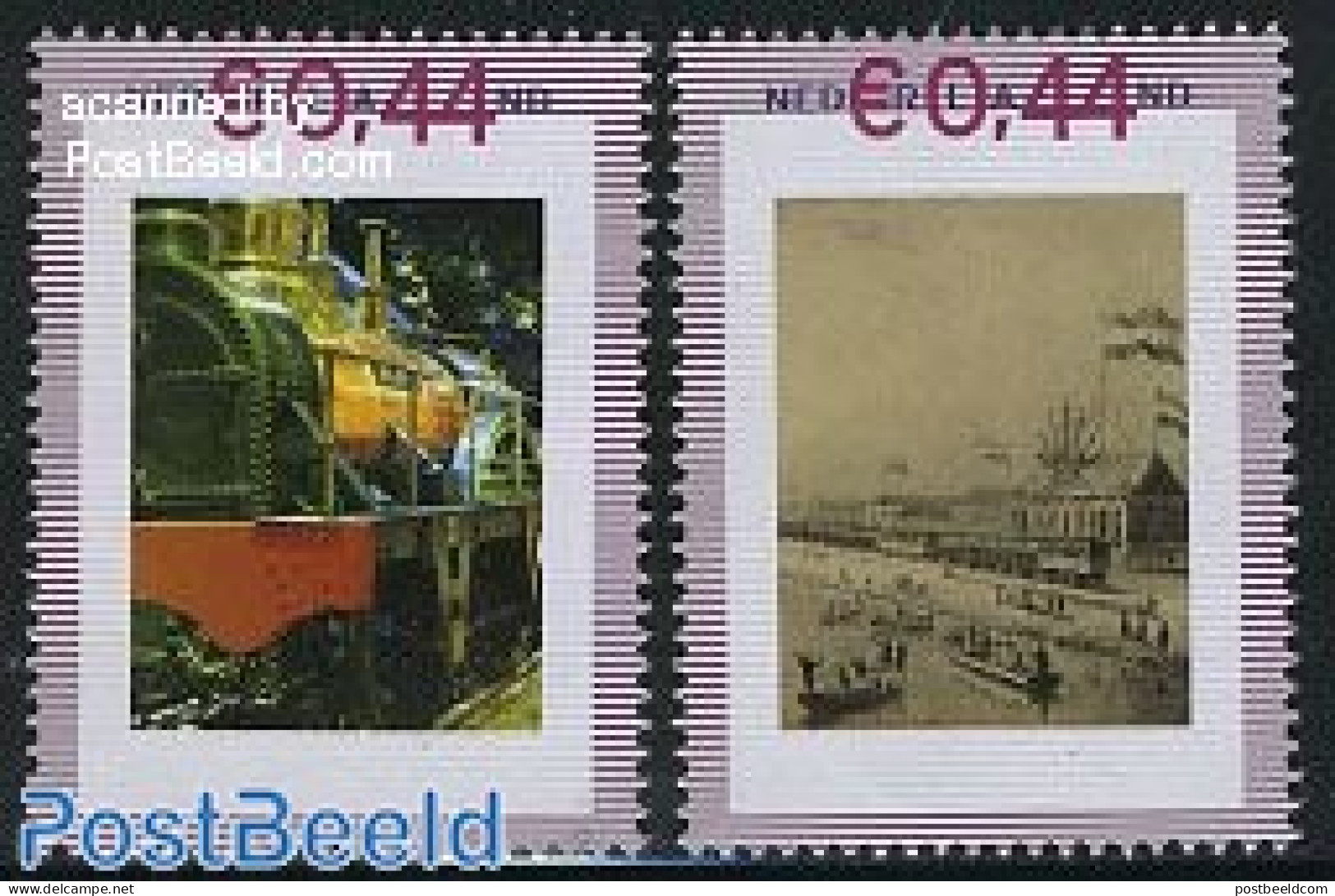 Netherlands - Personal Stamps TNT/PNL 2007 The First Railway 2v, Mint NH, Transport - Railways - Trains