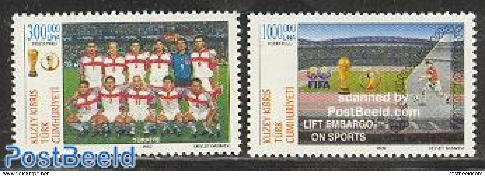 Turkish Cyprus 2002 World Cup Football 2v, Mint NH, Sport - Football - Other & Unclassified