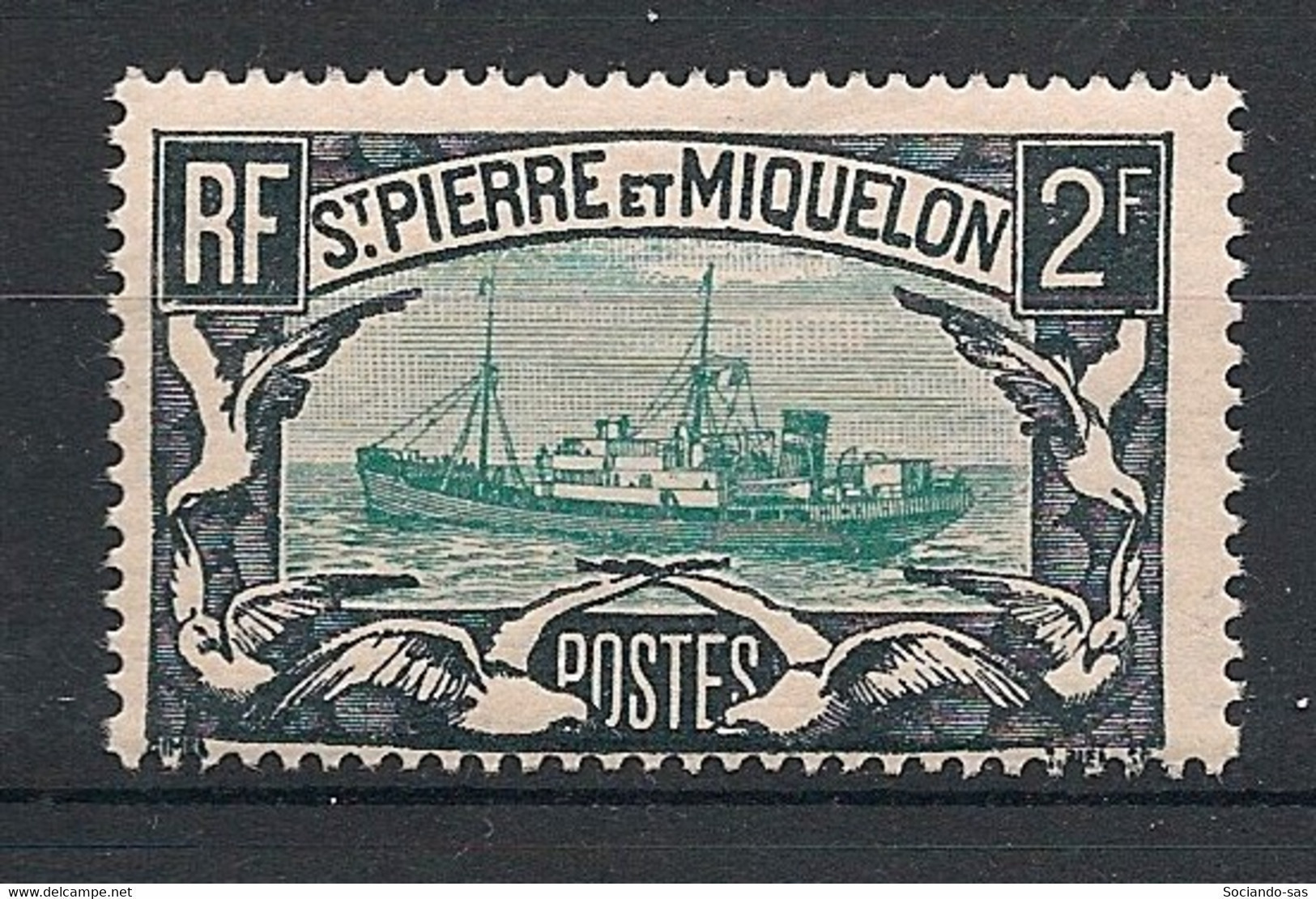 SPM - 1932-33 - N°YT. 155 - Chalutier 2f Noir Et Vert - Neuf Luxe ** / MNH / Postfrisch - Unused Stamps