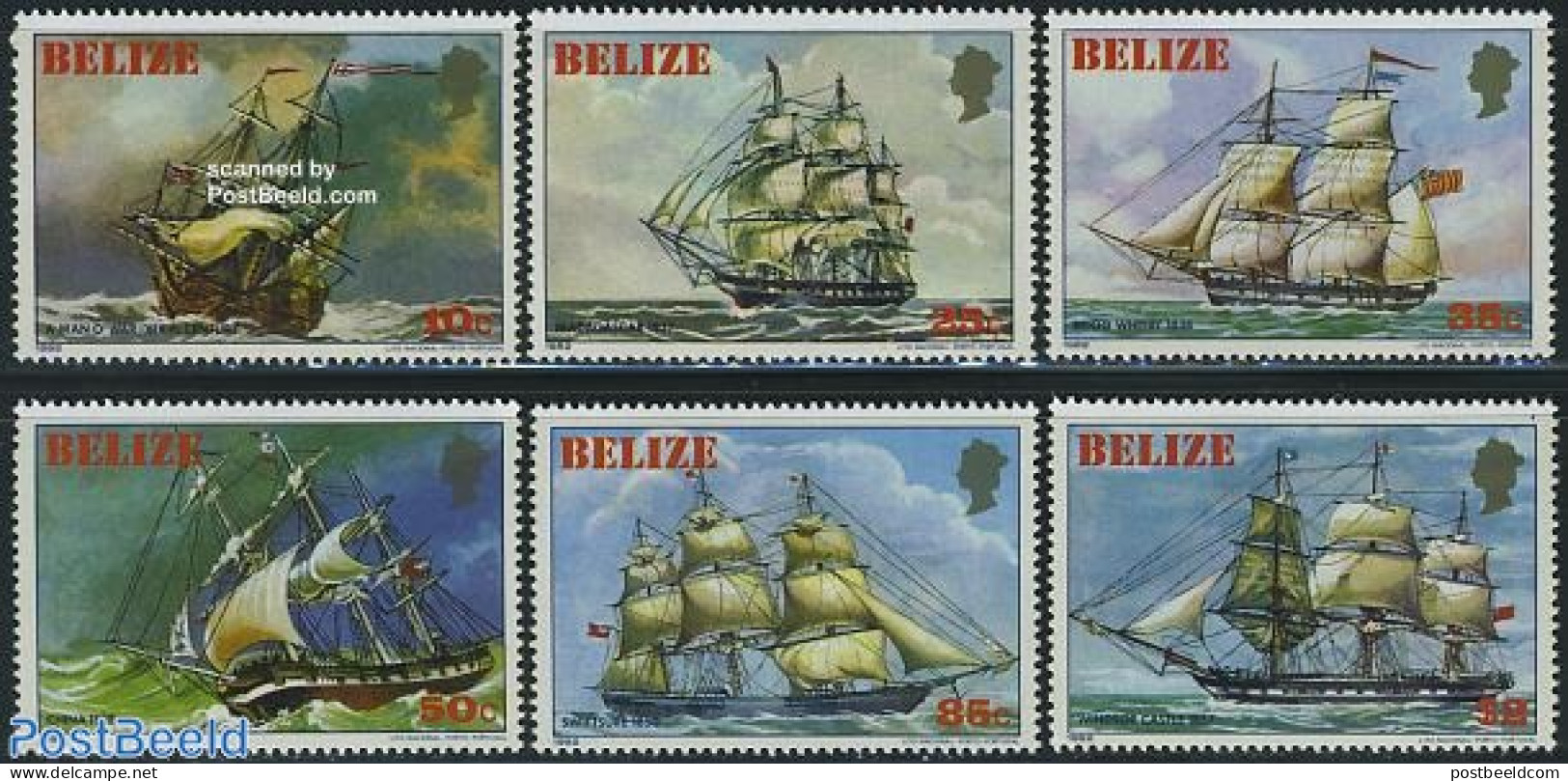 Belize/British Honduras 1982 Sailing Ships 6v, Mint NH, Transport - Ships And Boats - Schiffe