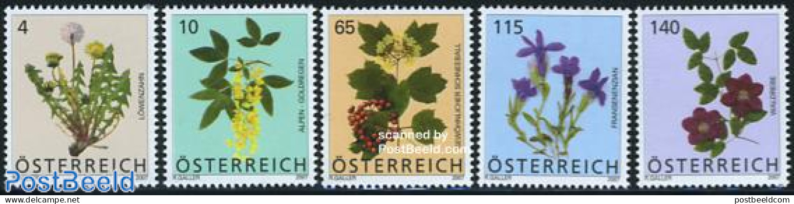 Austria 2007 Definitives, Flowers 5v, Mint NH, Nature - Flowers & Plants - Neufs