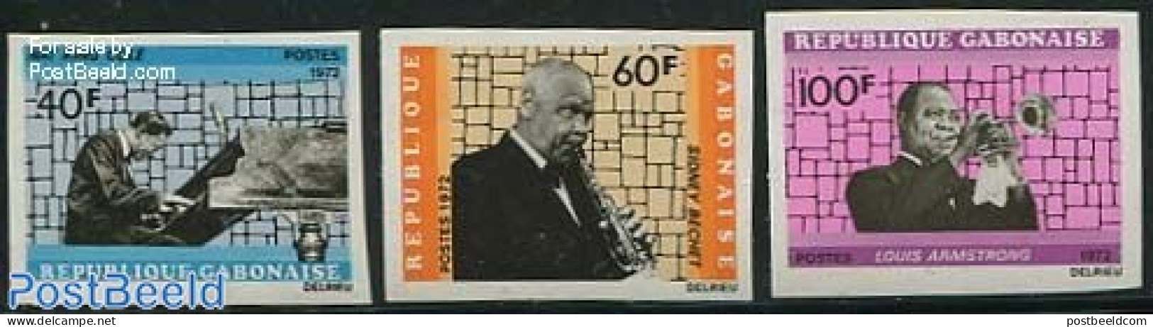 Gabon 1972 Jazz Musicians 3v Imperforated, Mint NH, Performance Art - Jazz Music - Music - Neufs