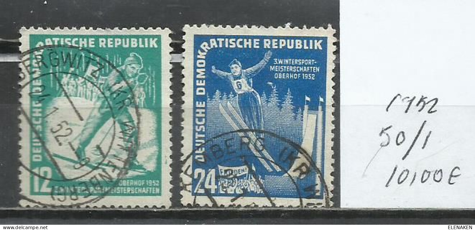 7565A-SERIE COMPLETA ALEMANIA DEMOCRATICA DDR  1952 Nº 50/51 DEPORTES INVIERNO 10,00€ - Used Stamps