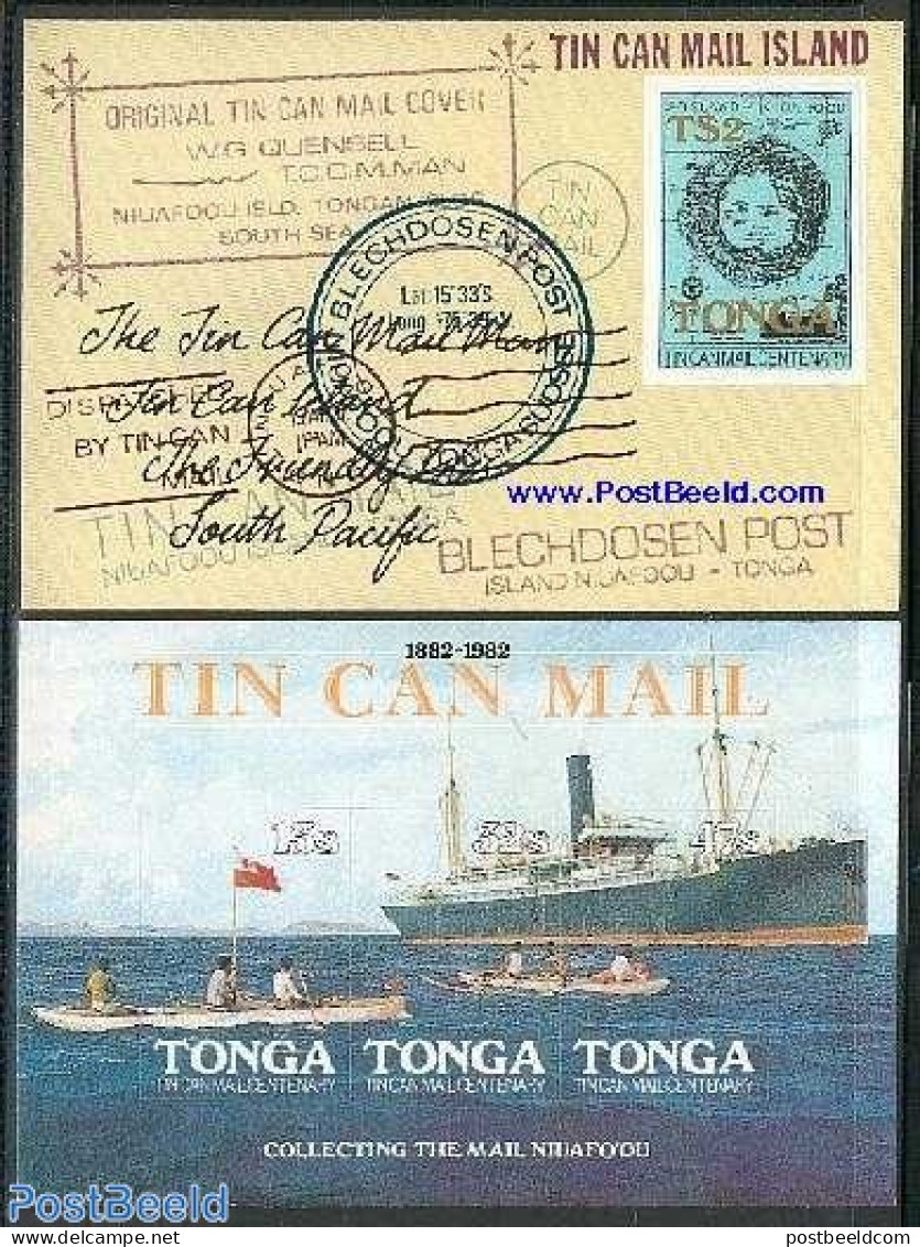 Tonga 1982 Tin Can Mail 2 S/s, Mint NH, Transport - Various - Post - Ships And Boats - Maps - Poste