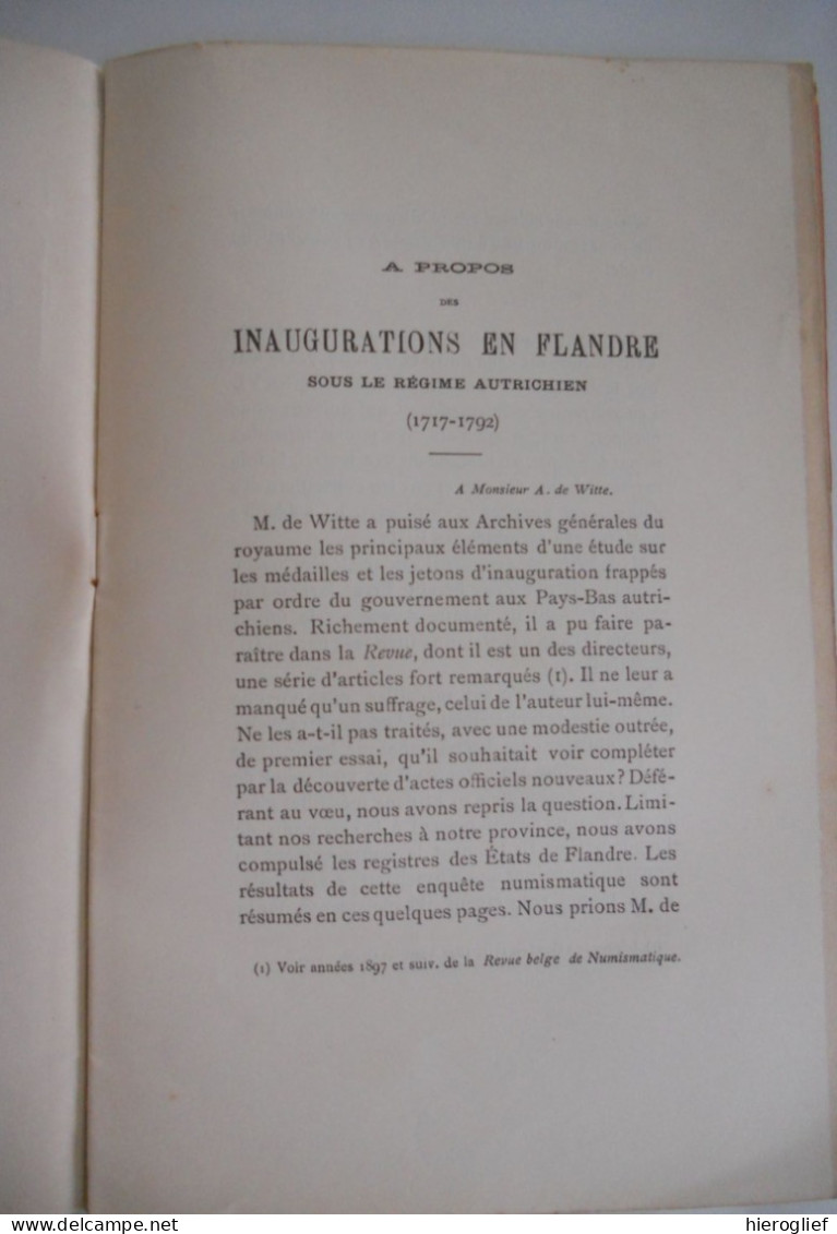 à Propos Des INAUGURATIONS EN FLANDRE Sous Le Régime Autrichien Par Ch. Gilleman Et A. Van Werveke 1903 / GENT - Histoire