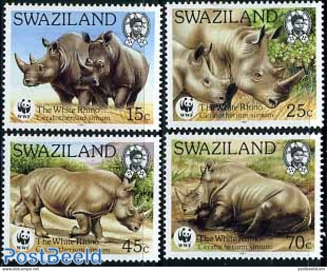 Eswatini/Swaziland 1987 WWF, White Rhino 4v, Mint NH, Nature - Animals (others & Mixed) - Rhinoceros - World Wildlife .. - Swaziland (1968-...)