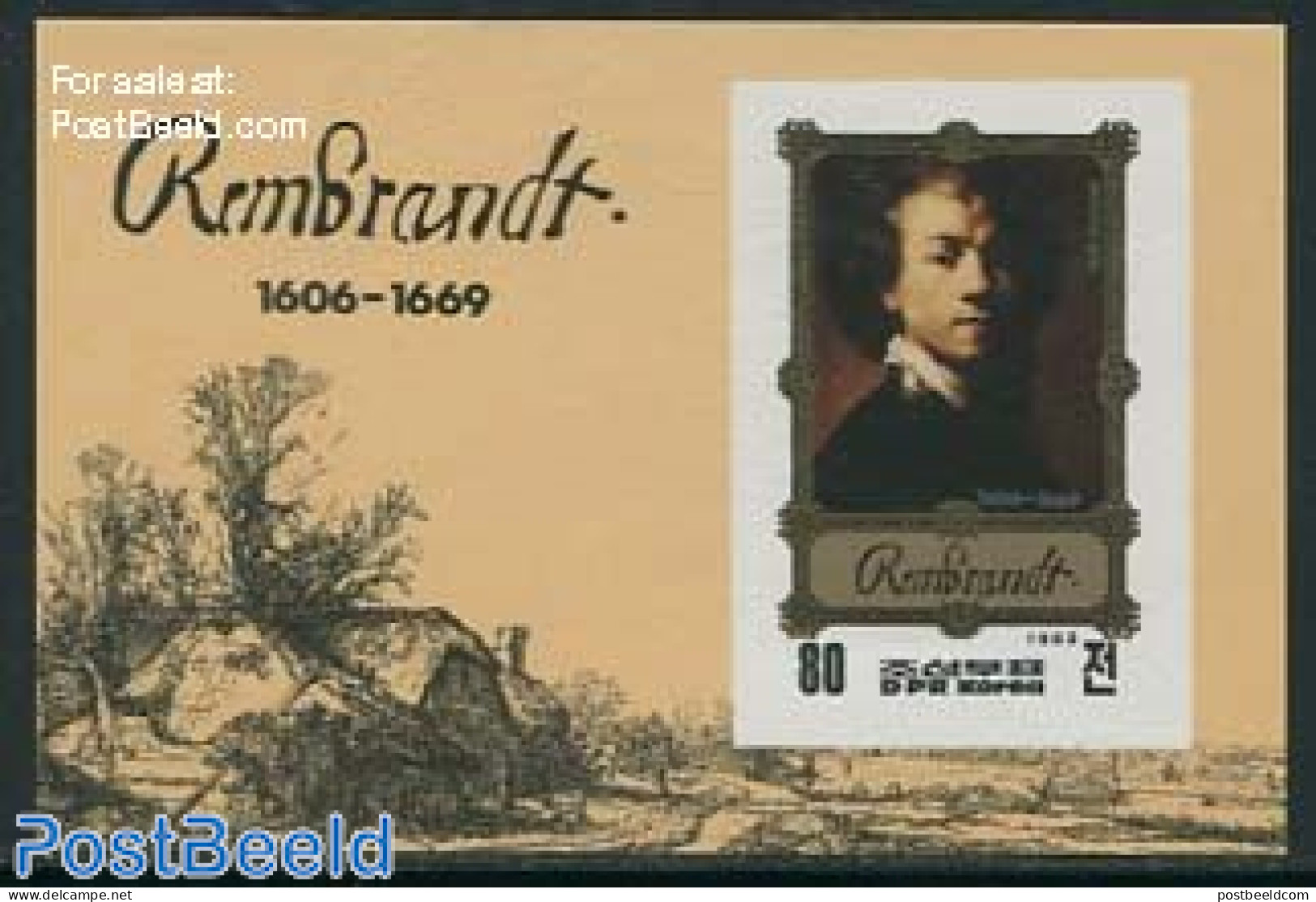 Korea, North 1983 Rembrandt Painting S/s, Imperforated, Mint NH, Art - Paintings - Rembrandt - Corée Du Nord