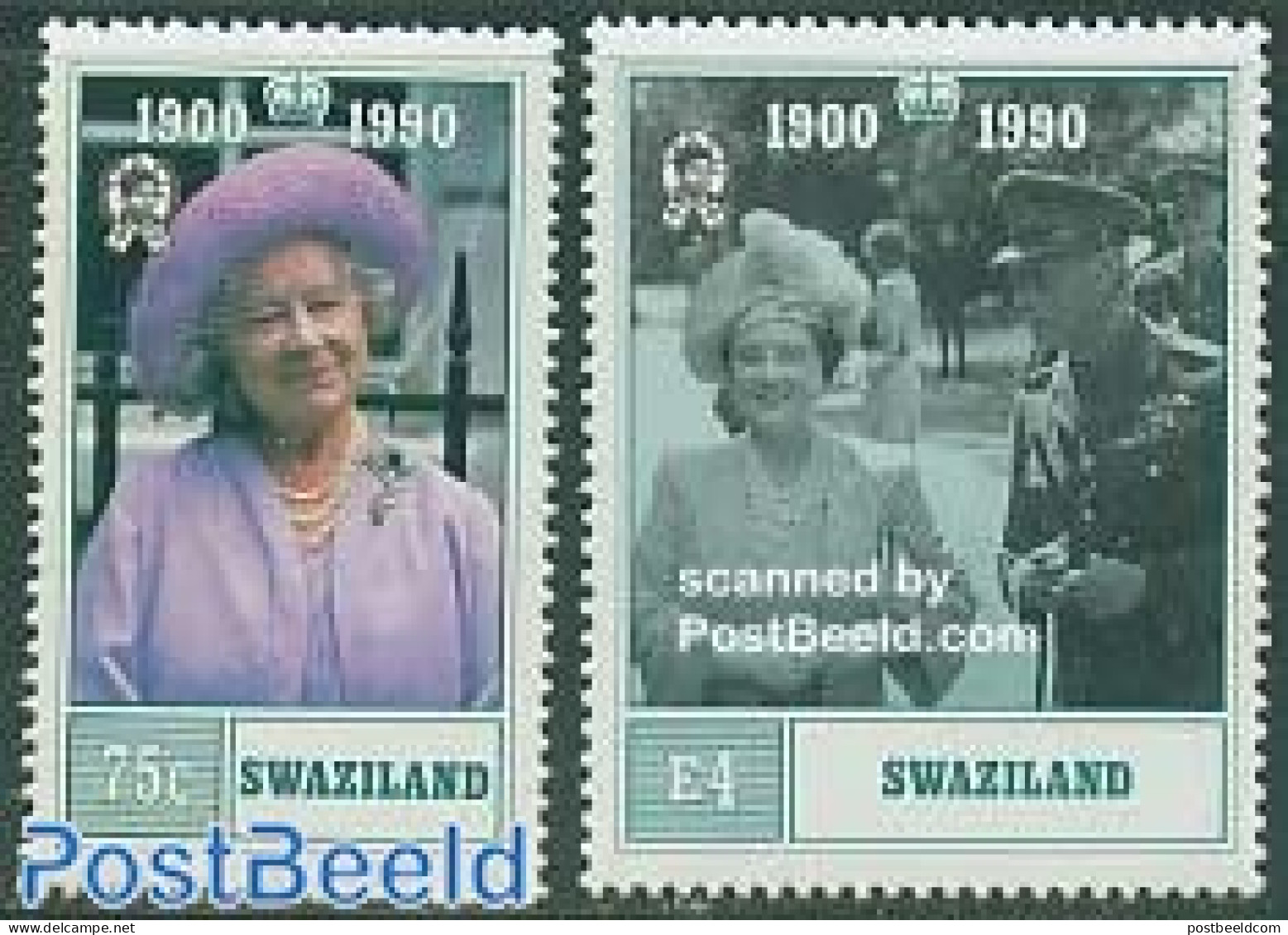Eswatini/Swaziland 1990 Queen Mother 2v, Mint NH, History - Kings & Queens (Royalty) - Case Reali