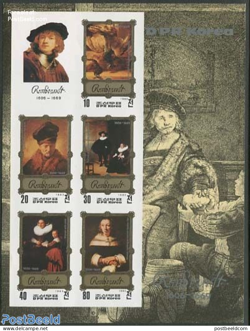 Korea, North 1983 Rembrandt Paintings 5v M/s, Imperforated, Mint NH, Art - Paintings - Rembrandt - Corée Du Nord