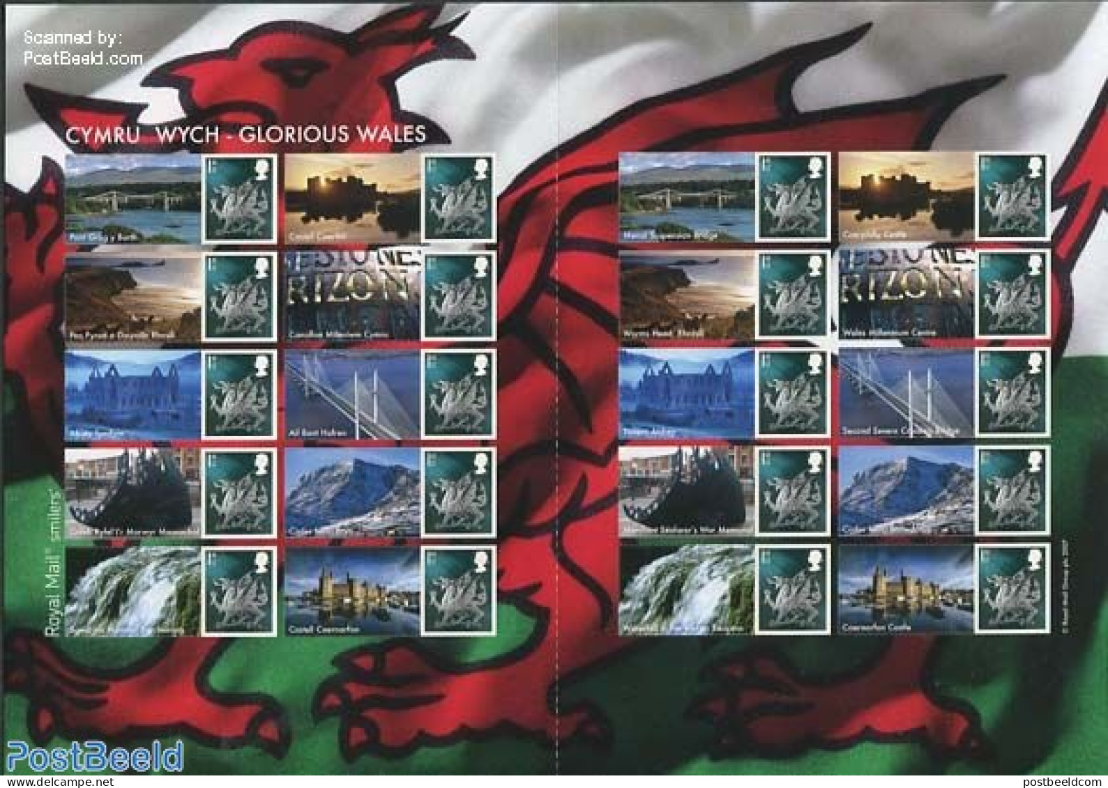 Great Britain 2007 Glorious Wales, Label Sheet, Mint NH - Neufs
