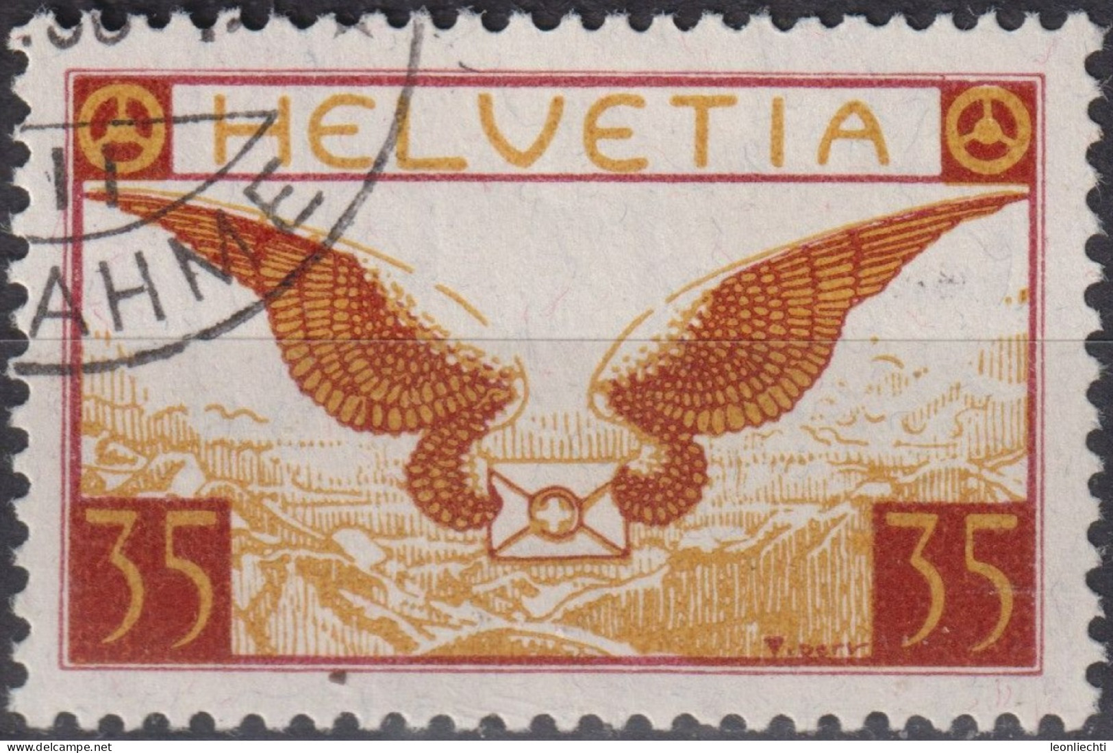1929 Flugpost Schweiz ⵙ Zum:CH F14, Mi:CH 233x,Yt:CH.PA13, Brief Mit Flügeln - Oblitérés