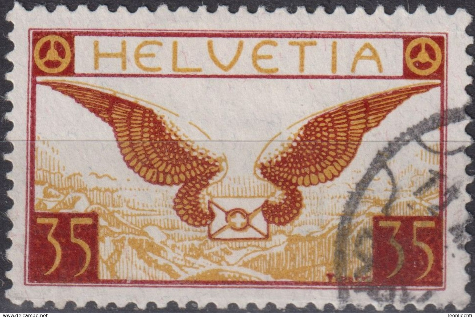 1929 Flugpost Schweiz ⵙ Zum:CH F14, Mi:CH 233x,Yt:CH.PA13, Brief Mit Flügeln - Gebruikt