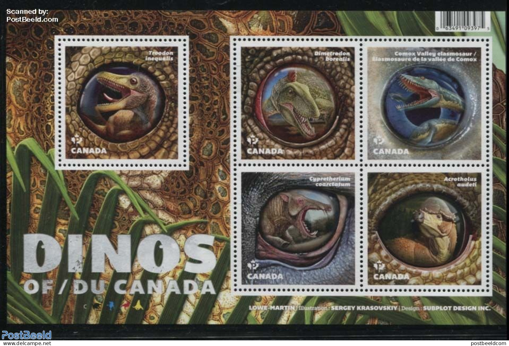 Canada 2016 Dinos Of Canada S/s, Mint NH, Nature - Prehistoric Animals - Unused Stamps