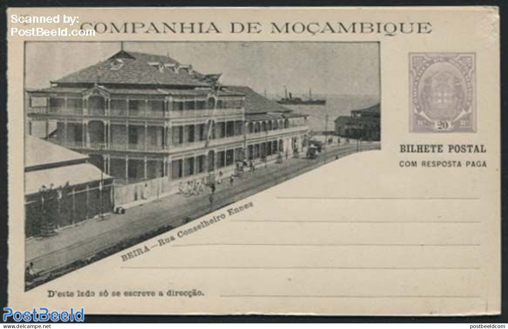 Mozambique 1904 Companhia, Reply Paid Postcard 20/20R, Unused Postal Stationary - Mozambique