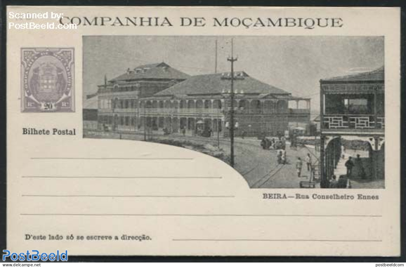Mozambique 1904 Companhia, Illustrated Postcard 20R, Unused Postal Stationary - Mozambique