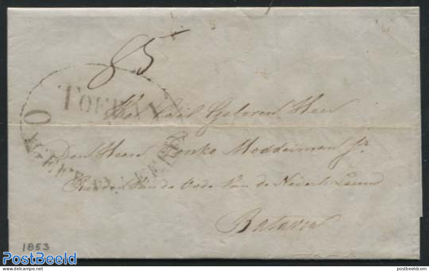 Netherlands Indies 1853 Letter From Toeban To Batavia, Postal History - Autres & Non Classés