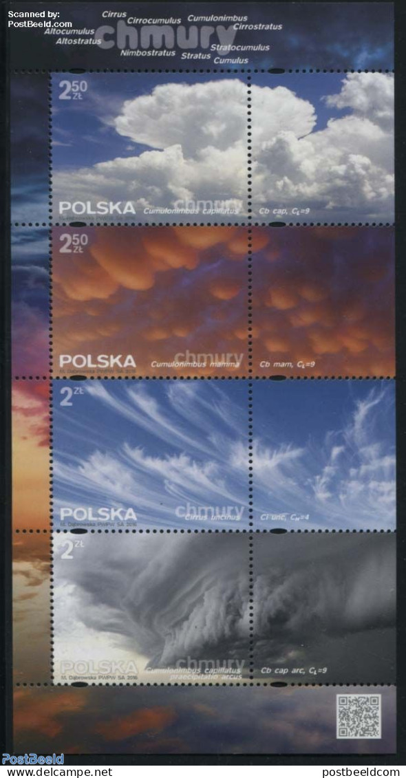 Poland 2016 Clouds S/s, Mint NH, Science - Meteorology - Ungebraucht