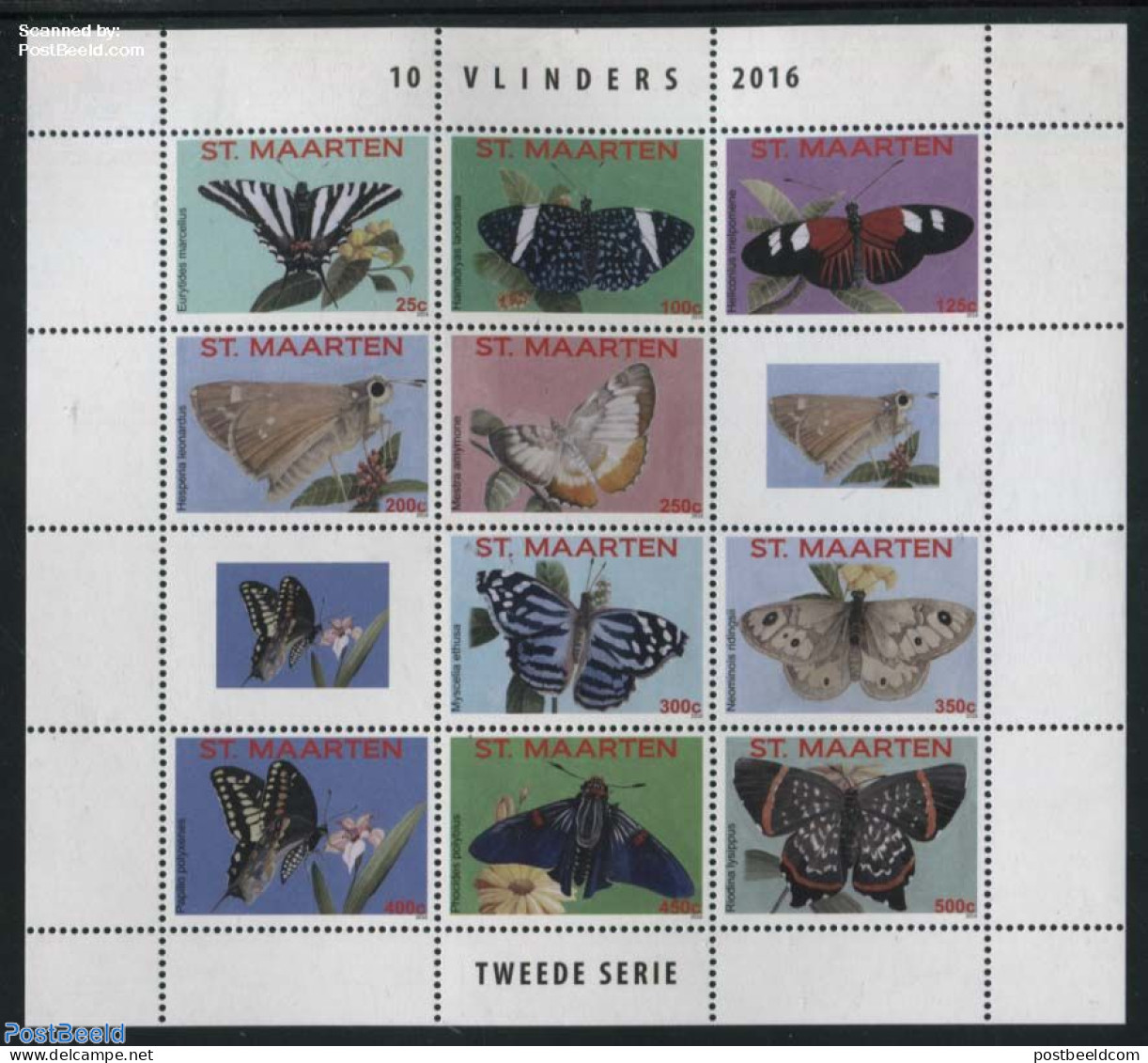 St. Maarten 2016 Butterflies 10v M/s, Mint NH, Nature - Butterflies - Other & Unclassified