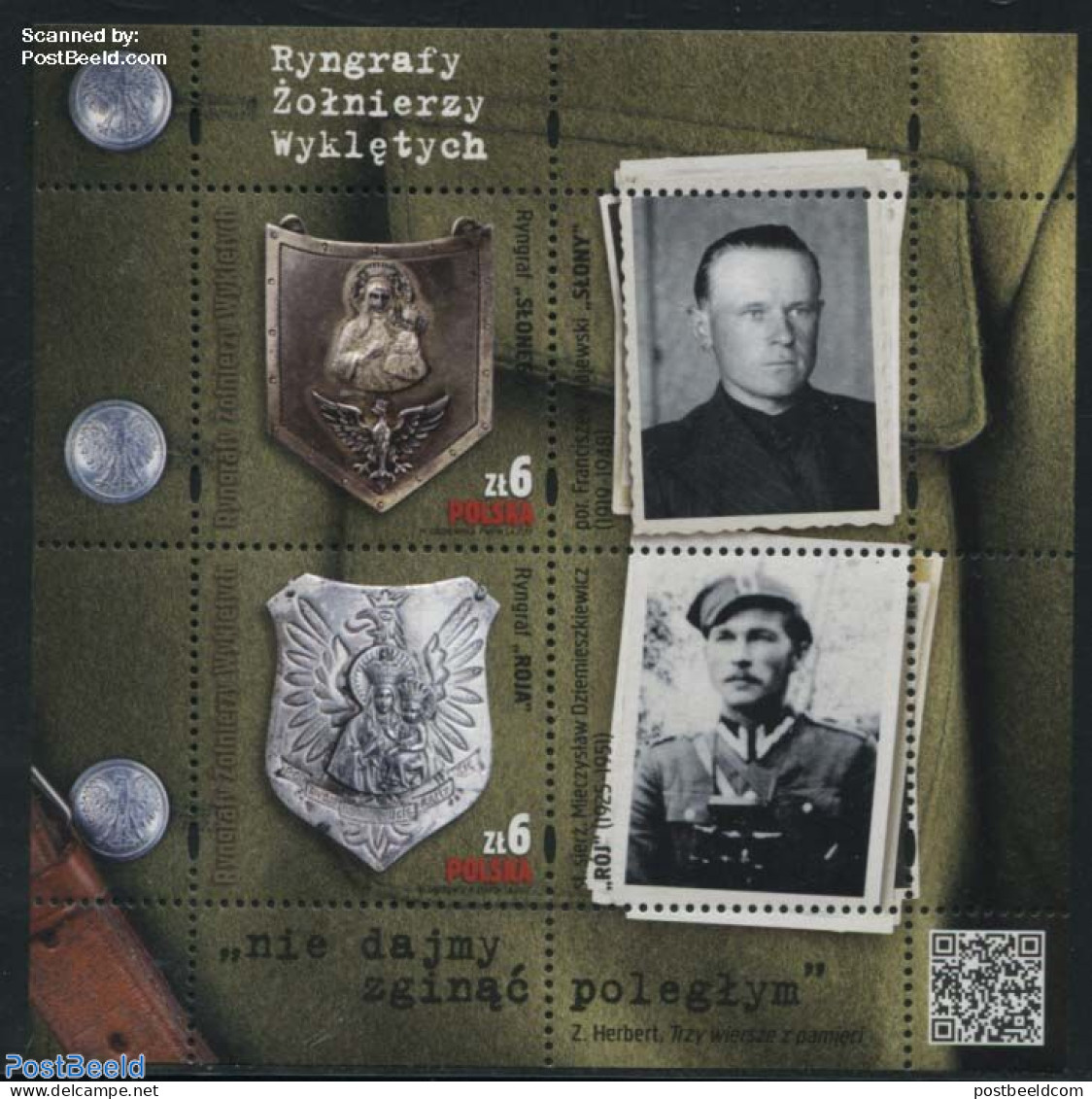 Poland 2017 Cursed Soldiers S/s, Mint NH, History - Coat Of Arms - Decorations - World War II - Unused Stamps