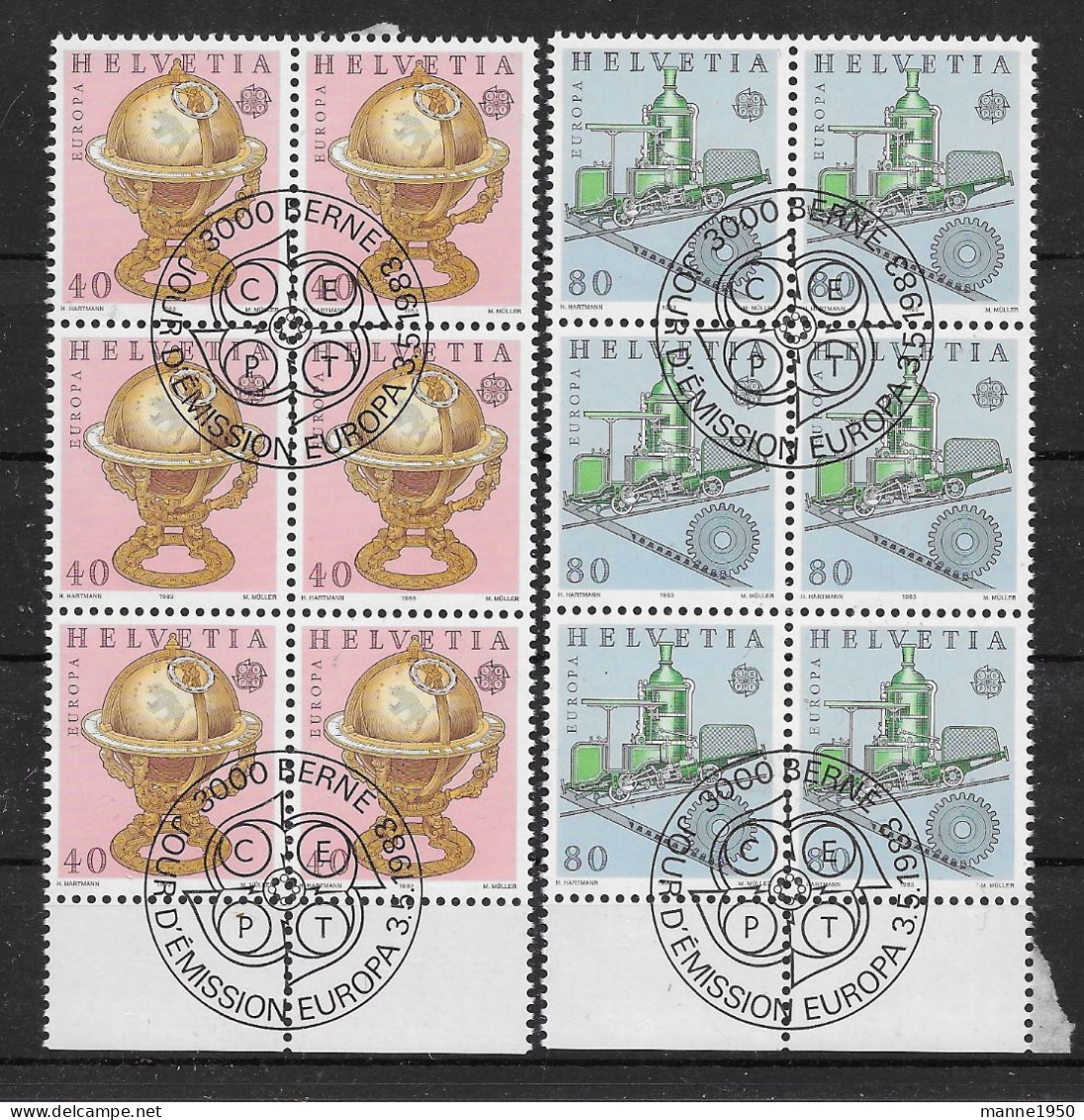 Schweiz 1983 Europa/Cept Mi.Nr. 1249/50 Kpl. 6er Blocksatz Gestempelt - Used Stamps