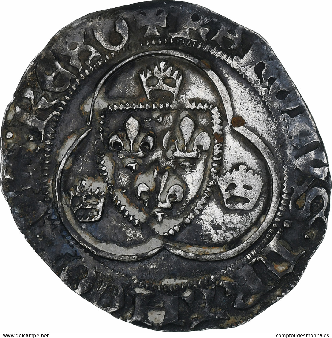 France, Charles VII, Blanc à La Couronne, 1436-1461, Orléans, Billon, TTB - 1422-1461 Charles VII Le Victorieux