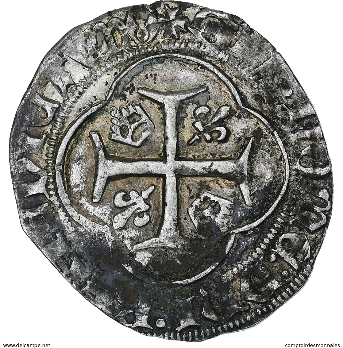 France, Charles VII, Blanc à La Couronne, 1436-1461, Orléans, Billon, TTB - 1422-1461 Charles VII Le Victorieux
