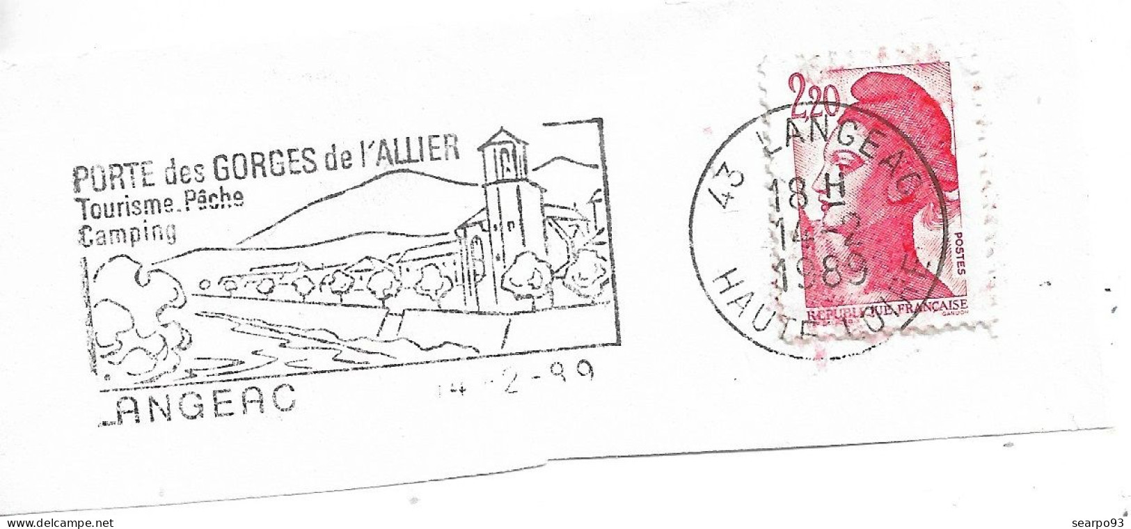 FRANCE. POSTMARK. LANGEAC. 1989 - 1961-....