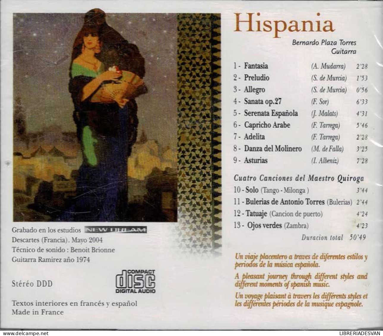 Bernardo Plaza Torres. M. De Falla, F. Tarrega, F. Sor, M. Lopez-Guiroga, I. Albeniz - Hispania (Musica Española Del S - Classical