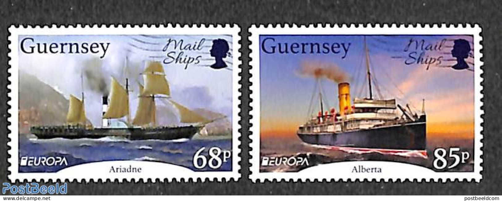 Guernsey 2020 Mailships 2v, Only EUROPA Stamps, Mint NH, History - Transport - Europa (cept) - Ships And Boats - Boten