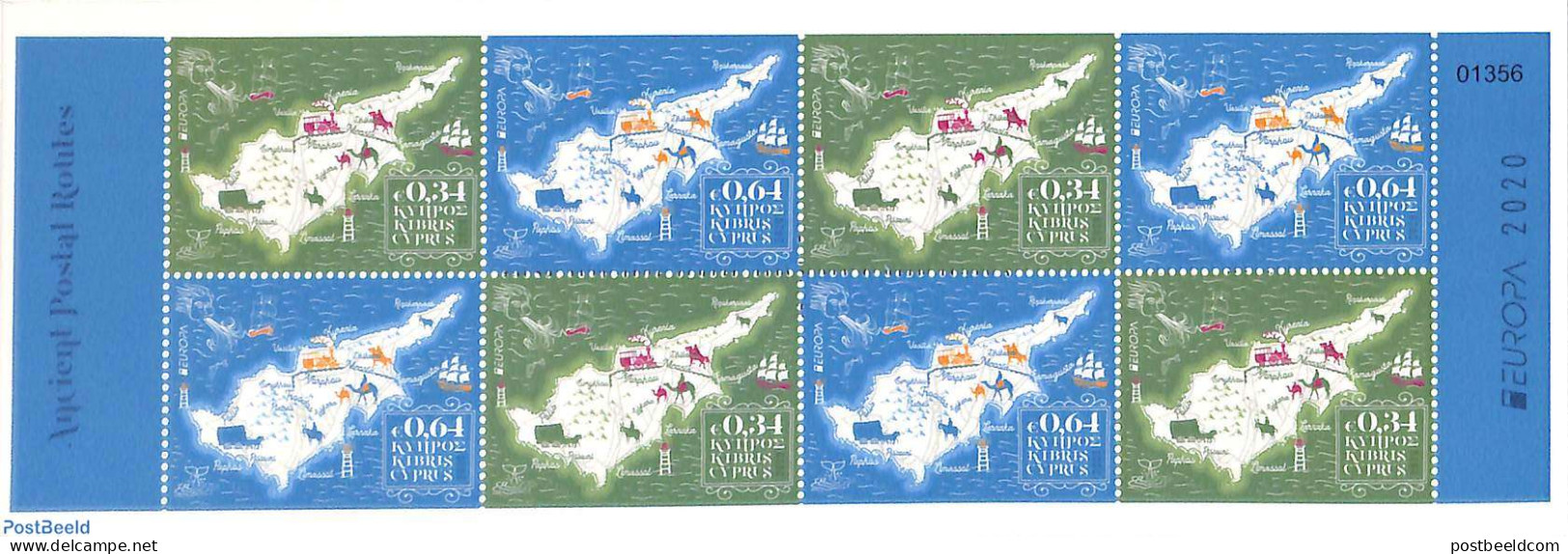 Cyprus 2020 Europa, Old Postal Roads Booklet, Mint NH, History - Nature - Transport - Various - Europa (cept) - Camels.. - Neufs