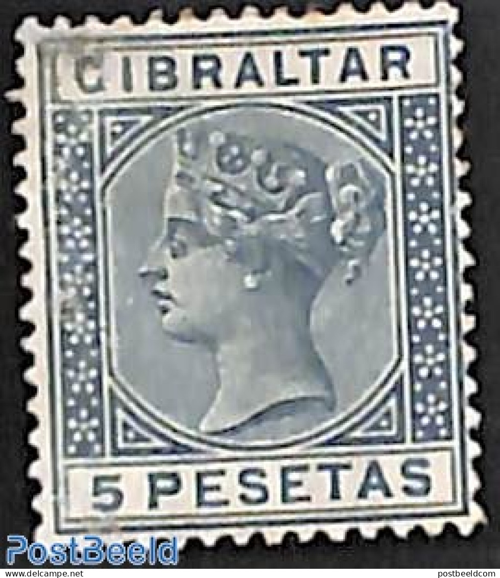 Gibraltar 1889 5pta, Stamp Out Of Set, Unused (hinged) - Gibraltar