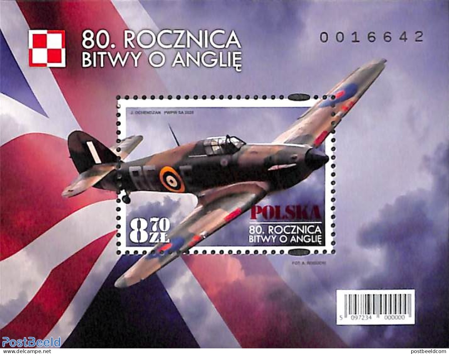 Poland 2020 Battle Of Britain S/s, Mint NH, History - Transport - World War II - Aircraft & Aviation - Unused Stamps