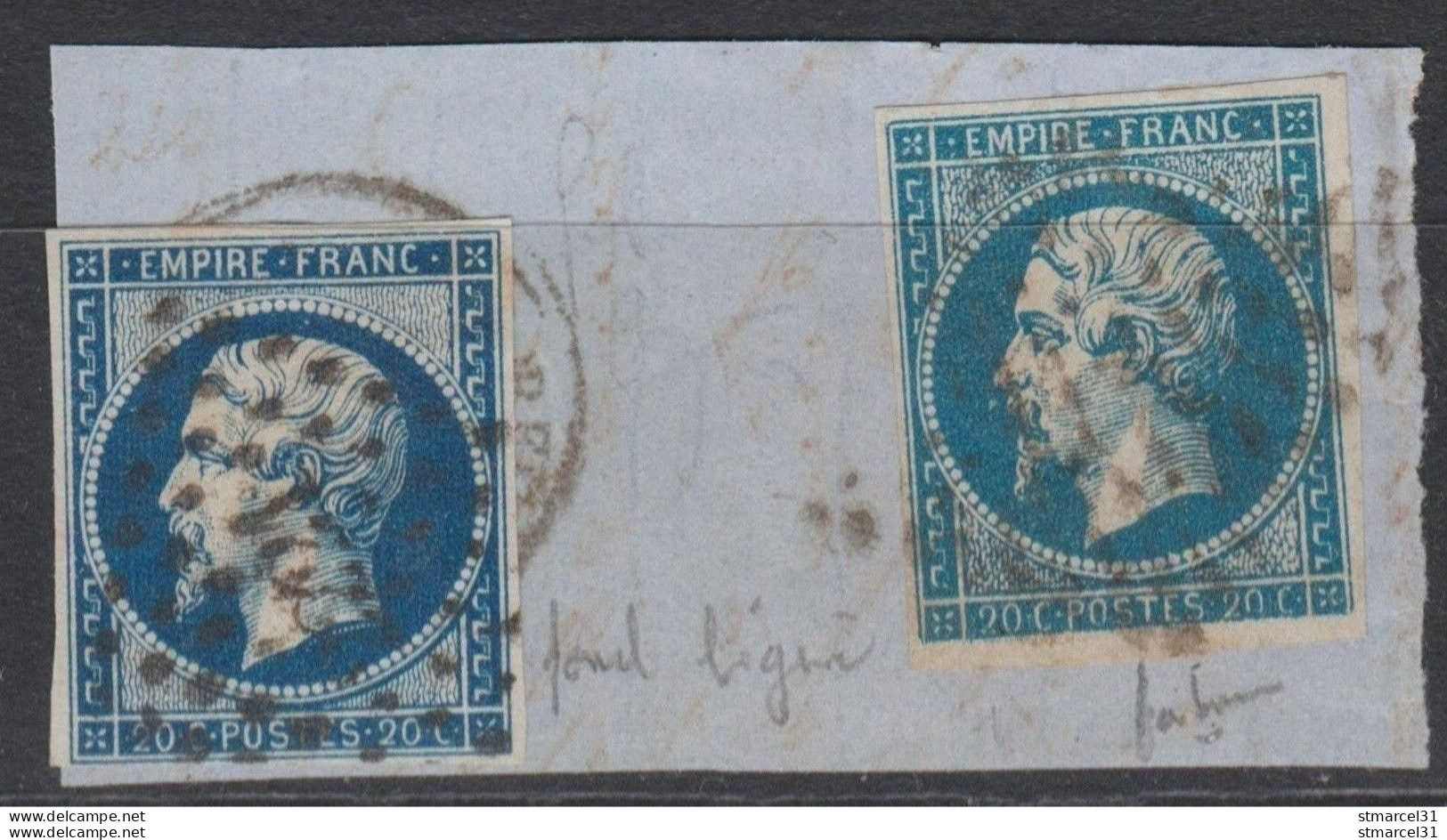 RARETE Sur Ce N°, VAR FOND LIGNE Sur 2 NUANCES Du N°14A TBE - 1853-1860 Napoléon III