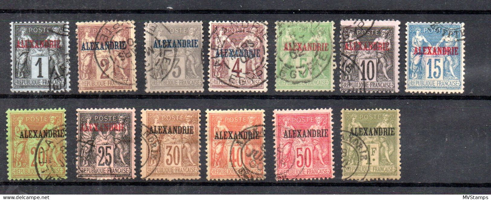 France Post In Alexandria 1899/1900 Old Definitive Sage Stamps (Michel 1/13) Used - Oblitérés