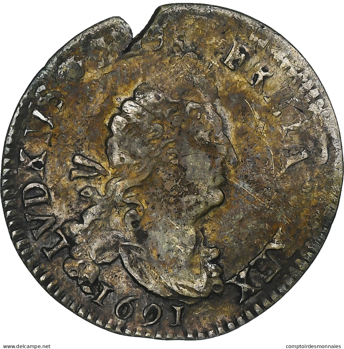 France, Louis XIV, 4 Sols Aux 2 L, 1691, Rouen, Réformé, Argent, TB+ - 1643-1715 Ludwig XIV.