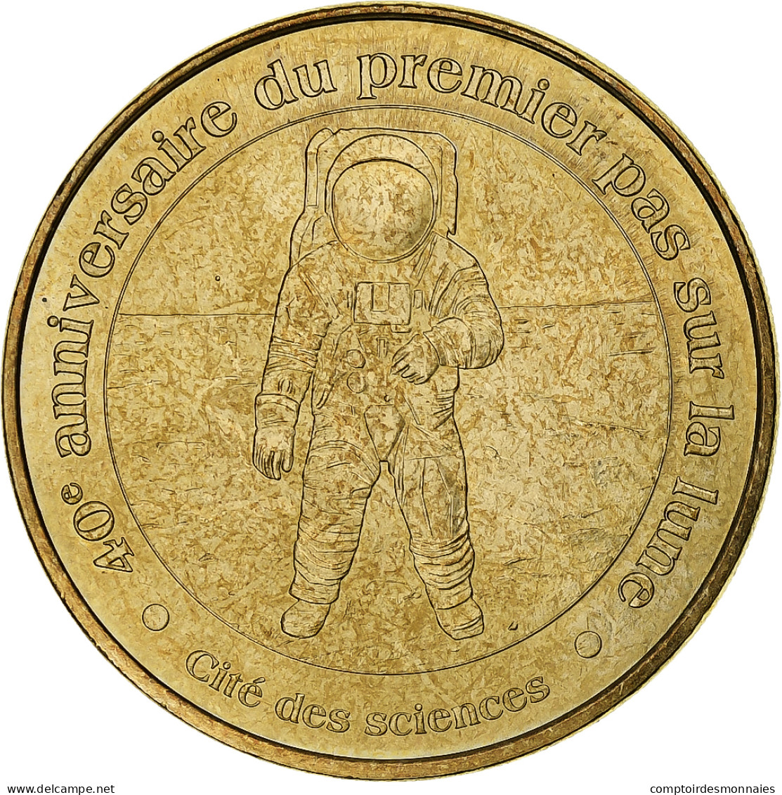 France, Jeton Touristique, Le Premier Homme Sur La Lune, 2009, MDP, Or Nordique - Other & Unclassified