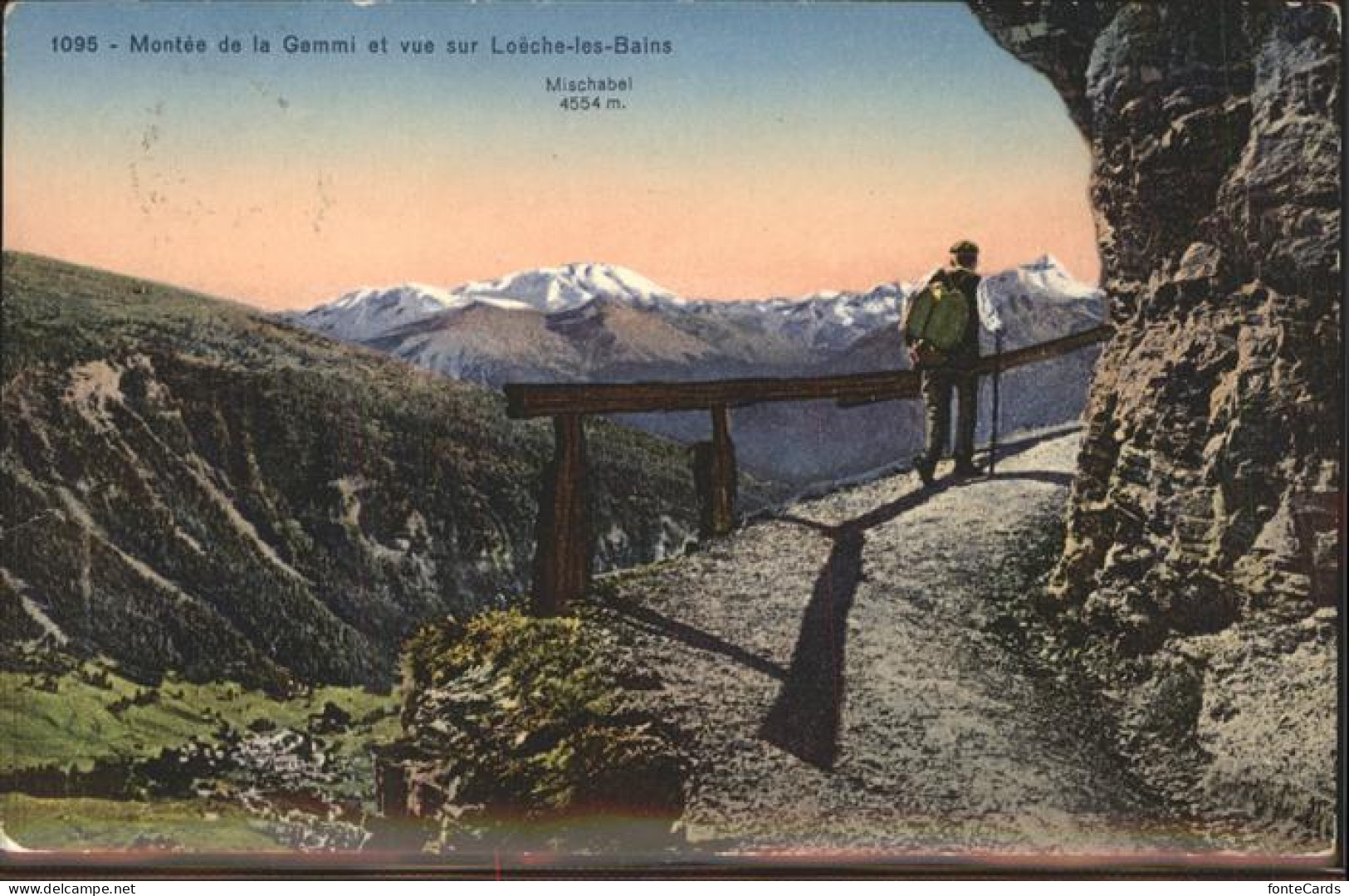 11303095 Gemmipass Wallis Montee De La Gemmi Et Vue Sur Loeche Les Bains Kuenstl - Autres & Non Classés