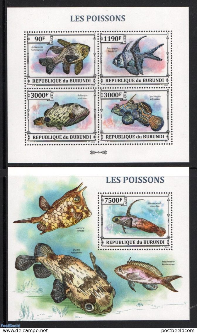 Burundi 2013 Fish 2 S/s, Mint NH, Nature - Fish - Fische