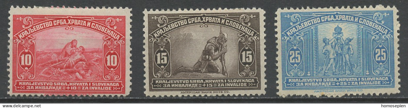 Yougoslavie - Jugoslawien - Yugoslavia 1921 Y&T N°126 à 128 - Michel N°159 à 161 * - Au Profit Des Blessés De Guerre - Unused Stamps