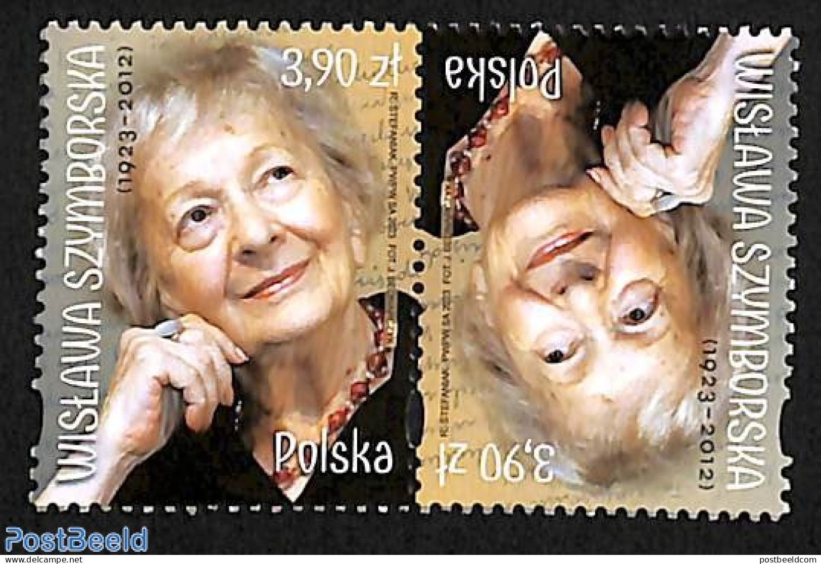 Poland 2023 Wislawa Szymborska 1v, Tete Beche Pair, Mint NH, Art - Authors - Ungebraucht