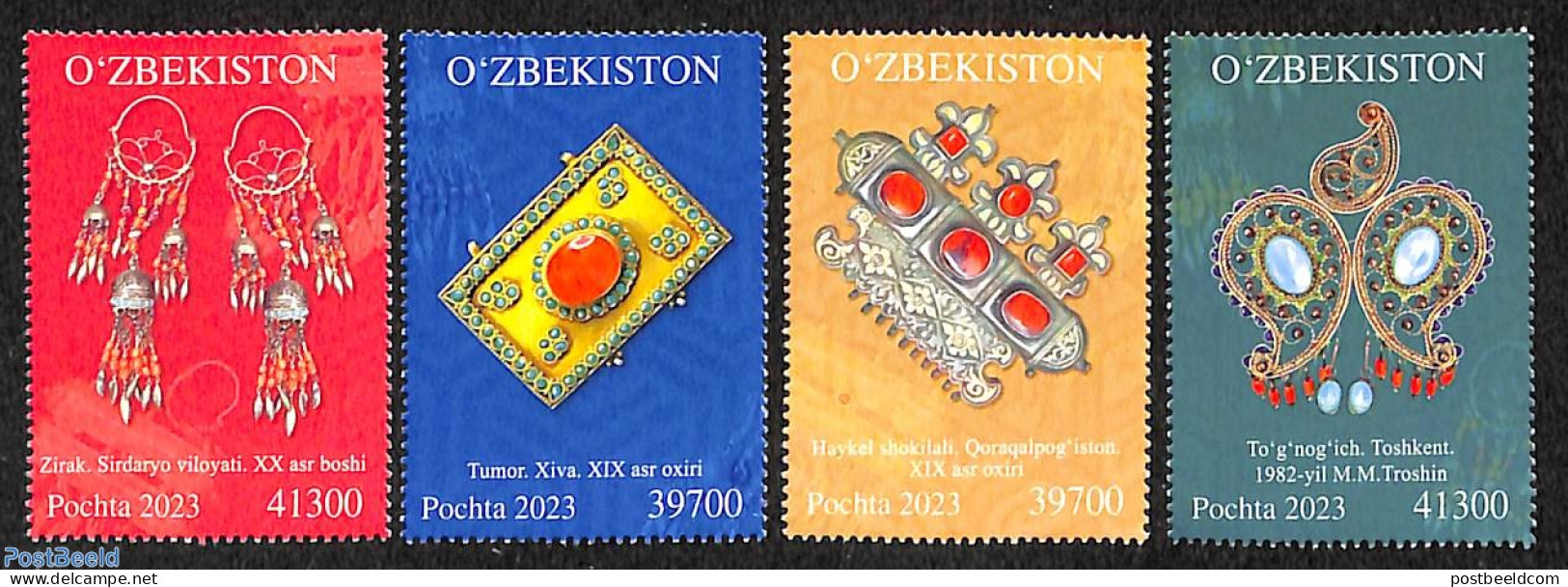 Uzbekistan 2023 Jewelry 4v, Mint NH, Art - Art & Antique Objects - Ouzbékistan