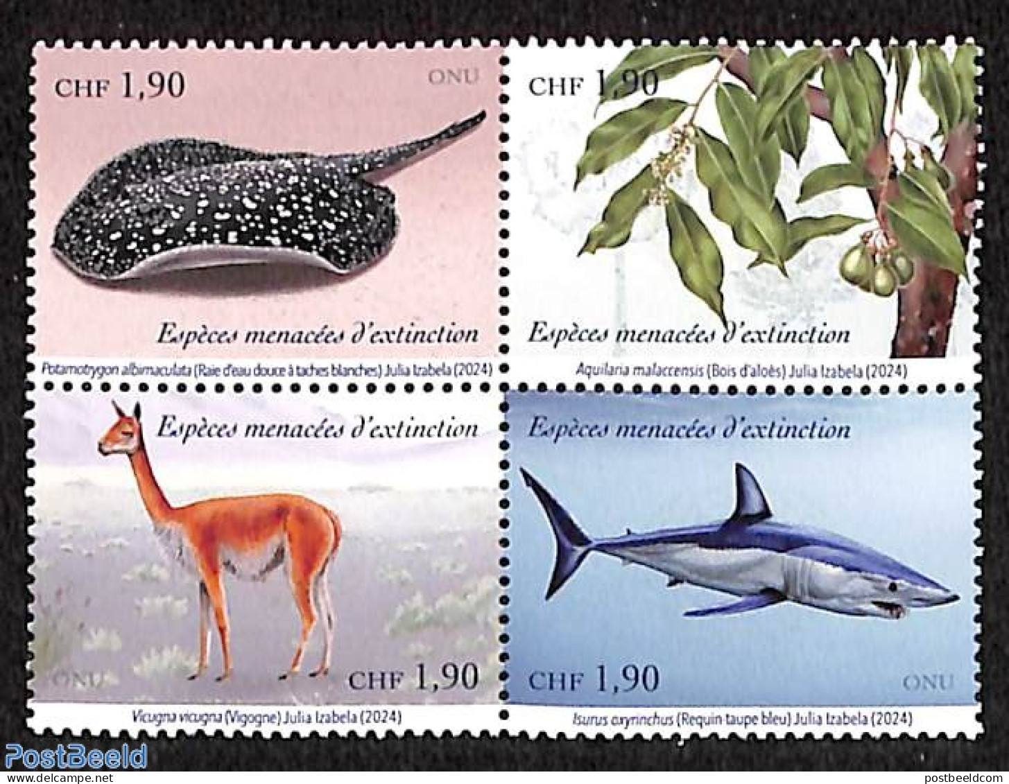 United Nations, Geneva 2024 Endangered Species 4v [+], Mint NH, Nature - Animals (others & Mixed) - Fish - Poissons