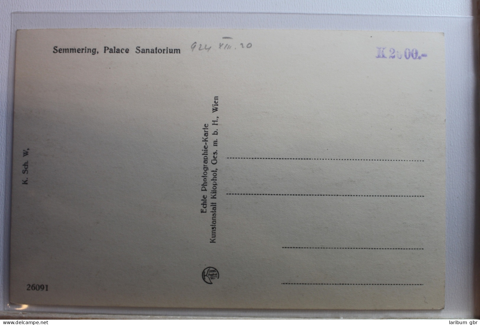 AK Semmering Palace Sanatorium Ungebraucht #PG166 - Autres & Non Classés