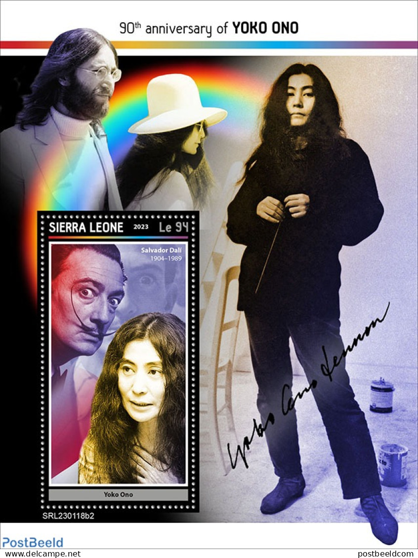 Sierra Leone 2023 Yoko Ono, Mint NH, History - Performance Art - Peace - Music - Art - Salvador Dali - Musique