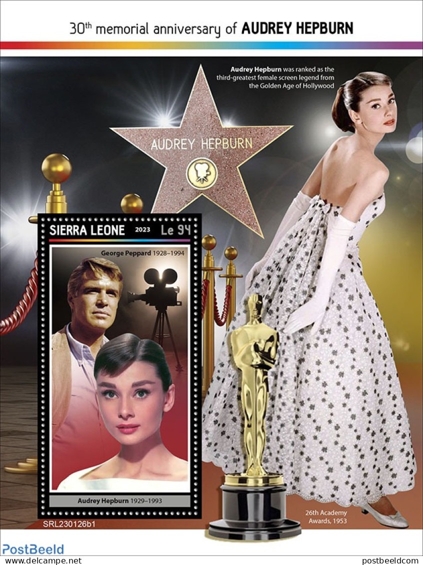 Sierra Leone 2023 Audrey Hepburn, Mint NH, Performance Art - Movie Stars - Schauspieler