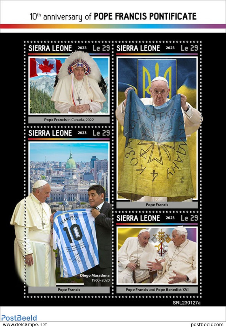 Sierra Leone 2023 Pope Francis, Mint NH, Religion - Sport - Pope - Football - Papas