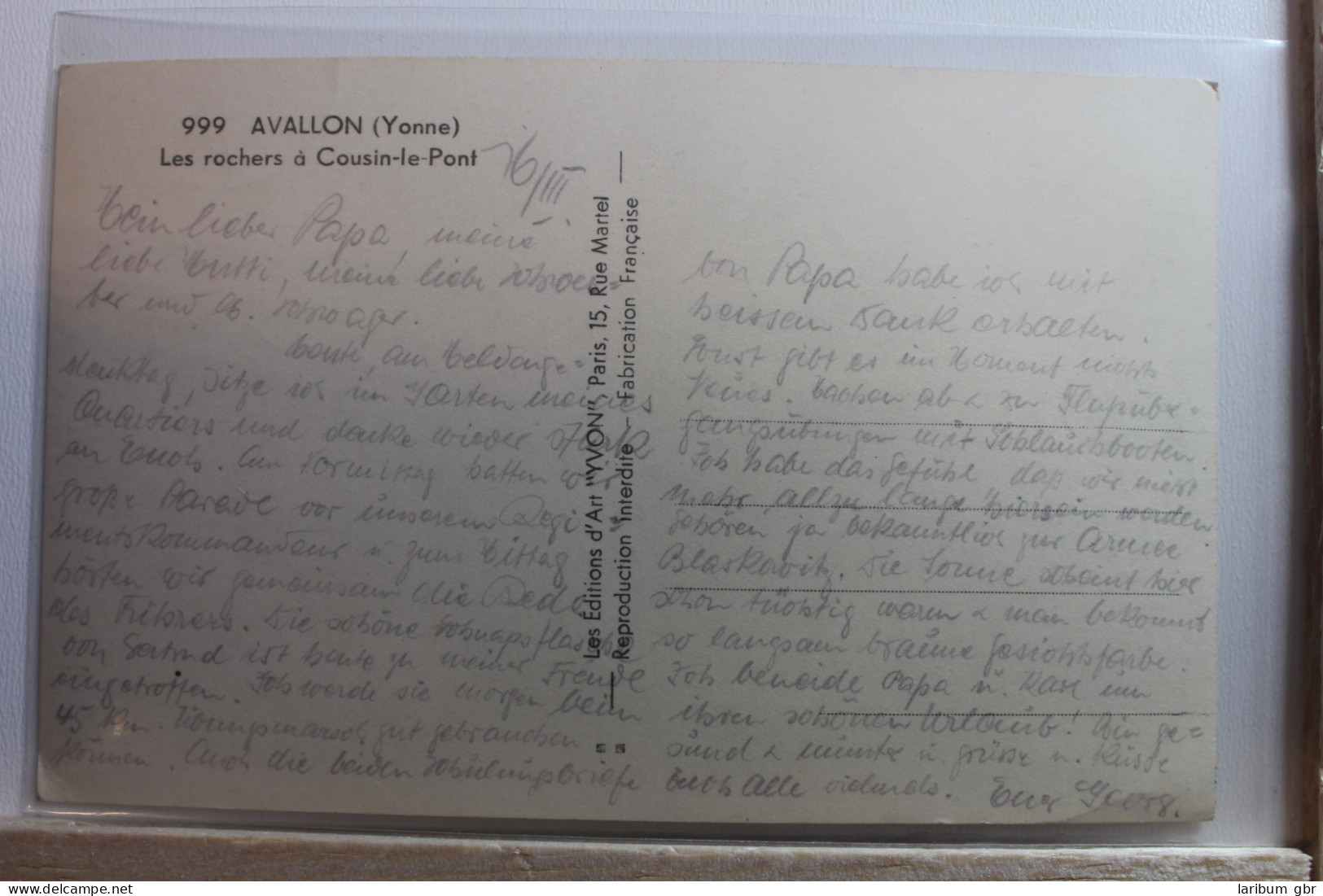 AK Avallon Les Rochers á Cousin-le Pont 1941 Gebraucht #PG235 - Other & Unclassified